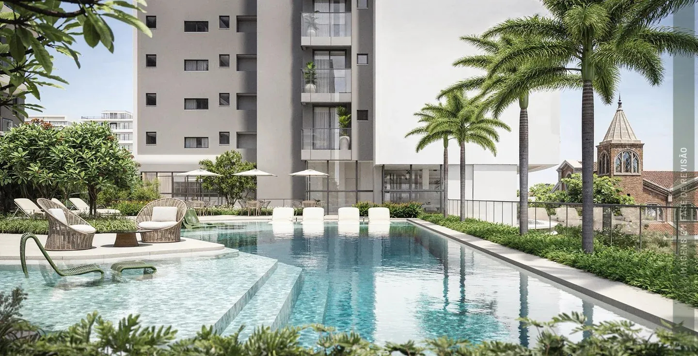 Perspectiva artística: Piscina adulta com raia de 20 m do VERT Macêdo